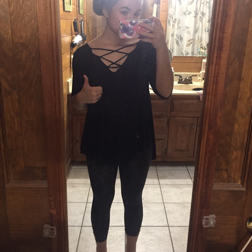 AE Soft & Sexy High Low Criss Cross Shirt